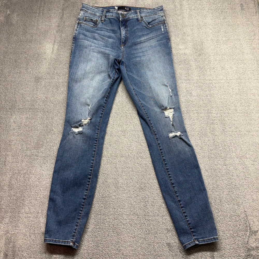 KUT from the Kloth Jeans Women 10 Blue Good Mia Fab Ab Distressed Skinny